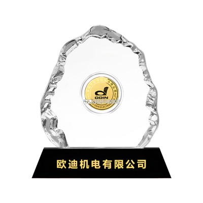 水晶冰山银币纪念牌公司上市纪念品礼品三十周年礼品员工奖杯